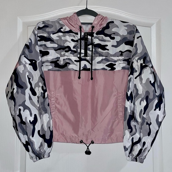 Pink Camo Hooded Windbreaker Jacket - Picture 1 of 3